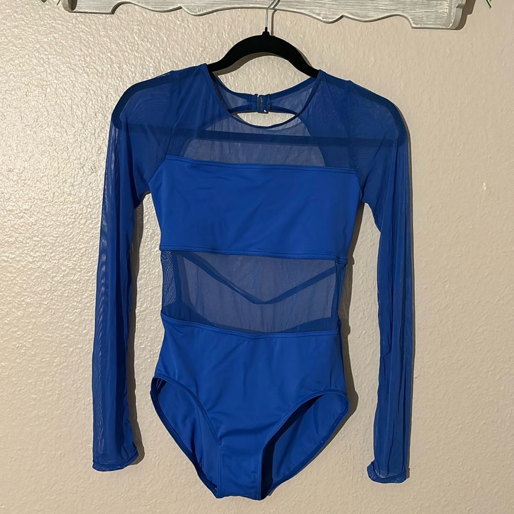 Blue mesh leotard/body suit